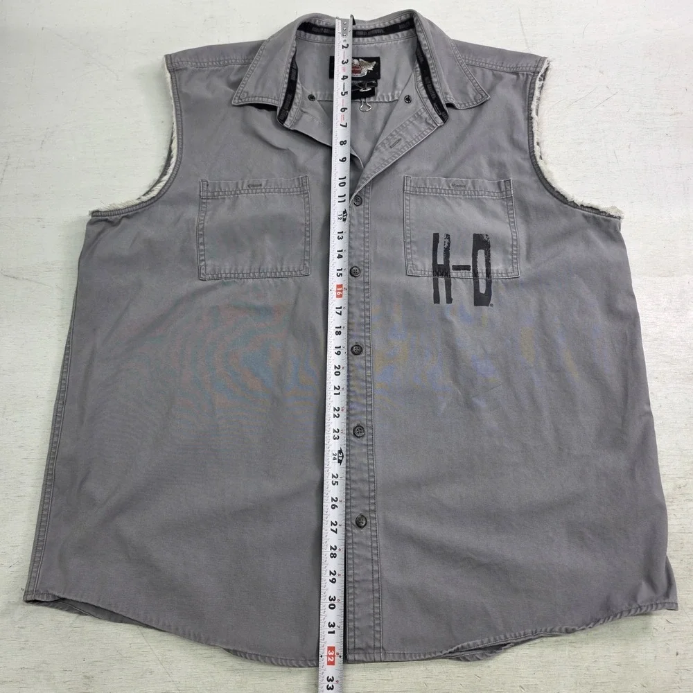 Harley Davidson Motorcycles Sleeveless Cut Off Vest Skull Crossbones Mens 2XL